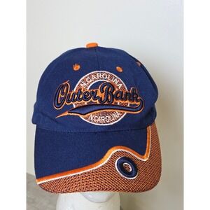 Outer Banks NC Hat Blue Orange Adjustable Hook Loop 3D Logo Cap